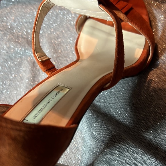 I-N-C suede fringed ,zipper back heels - Picture 8 of 9